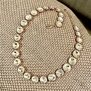 Round Oversized Diamond Necklace Rose Gold Plated Back Brand New FREE SHIPPING